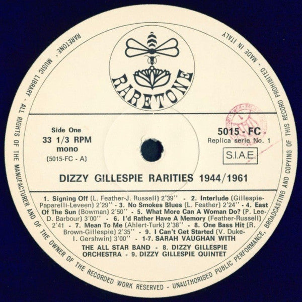 Dizzy Gillespie : Rarities 1944/1961 (LP, Comp, Mono)