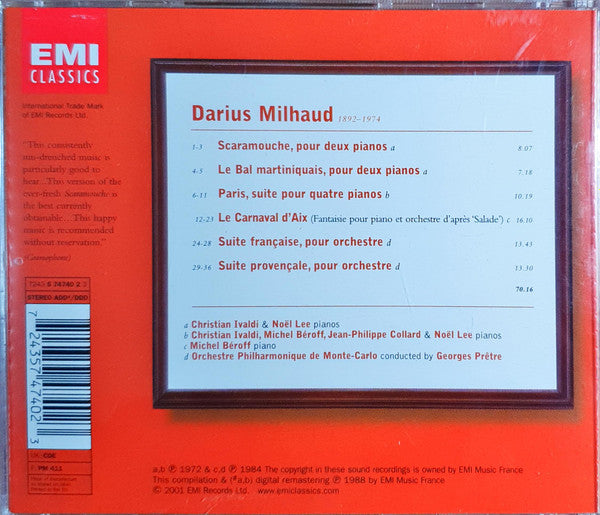 Darius Milhaud, Christian Ivaldi, Noël Lee, Michel Béroff, Jean-Phillippe Collard, Orchestre Philharmonique De Monte-Carlo, Georges Prêtre : Darius Milhaud / Scaramouche etc. / Christian Ivaldi / Michel Béroff / Georges Prétre (CD, Album)