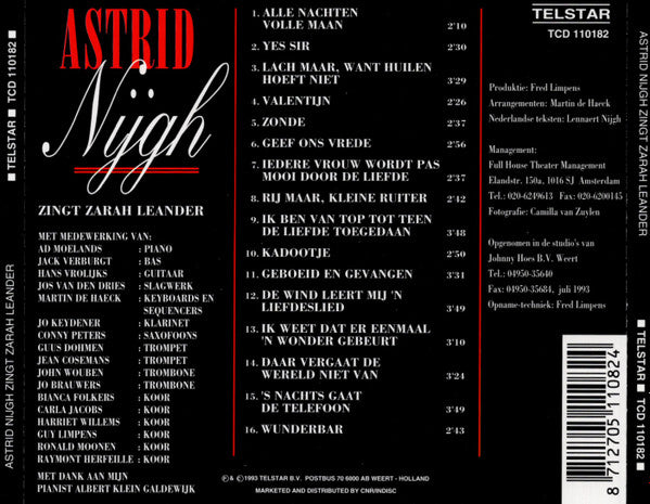 Astrid Nijgh : Zingt Zarah Leander (CD, Album)