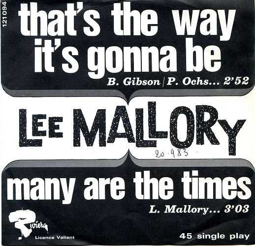 Lee Mallory : That's The Way It's Gonna Be (7", Single)