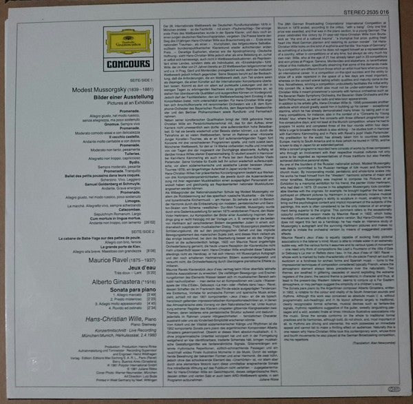 Hans-Christian Wille, Mussorgsky*, Ravel*, Ginastera* : Piano (LP)