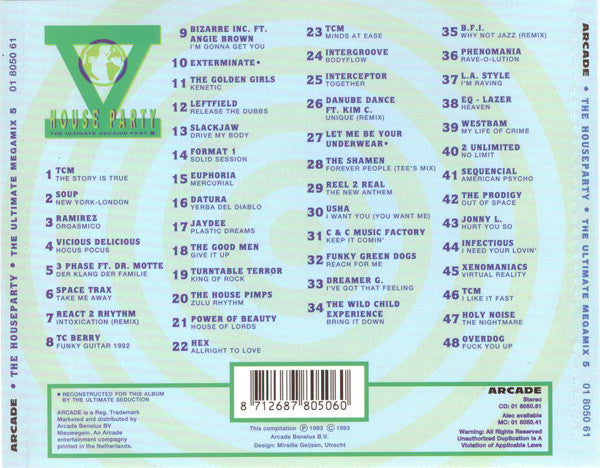 Various : House Party V (The Ultimate Megamix Part V) (CD, Mixed)