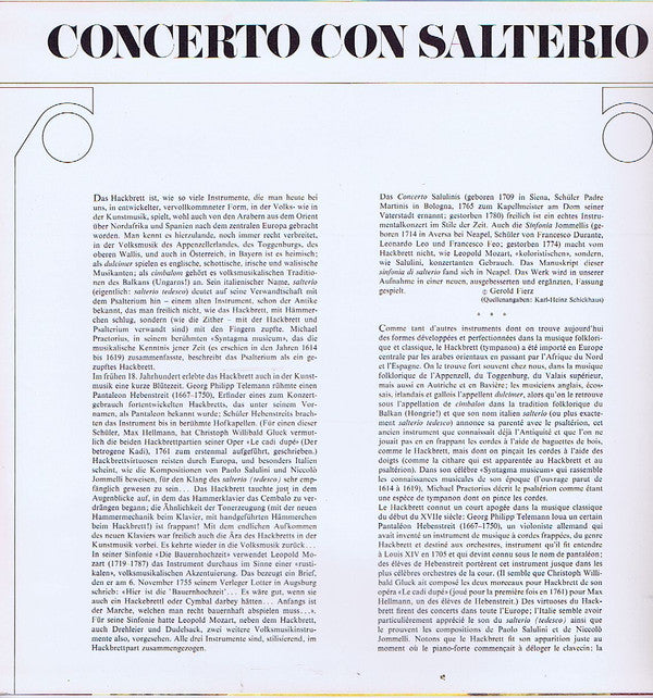 Münchener Kammerorchester, Hans Stadlmair, Karl-Heinz Schickhaus, Leopold Mozart, Paolo Salulini, Niccolò Jommelli : Concerto Con Salterio  Sinfonie D-Dur "Die Bauernhochzeit" / Concerto G-Dur / Sinfonia G-Dur (LP)