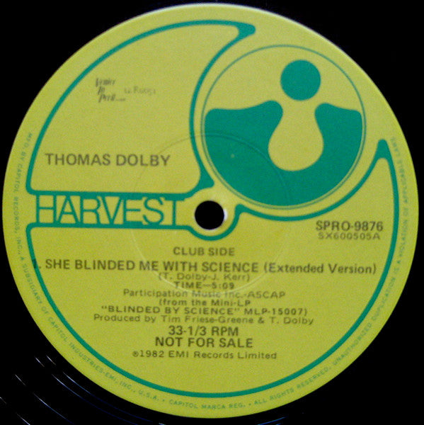 Thomas Dolby : She Blinded Me With Science (Radio/Club Versions) & One Of Our Submarines (12", Promo)