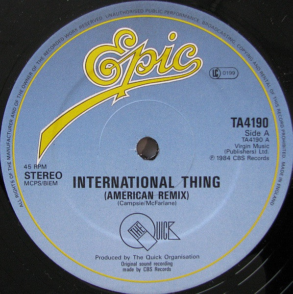 The Quick : It's An International Thing (12")