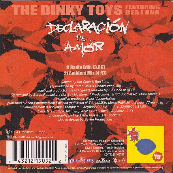The Dinky Toys Featuring Bea Luna : Declaración De Amor (CD, Single)