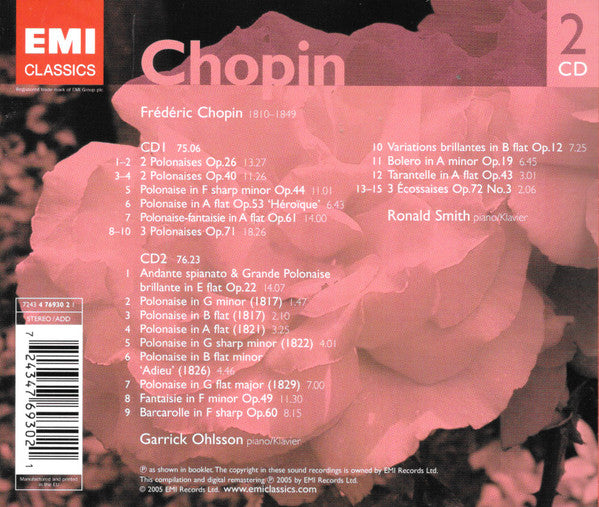 Frédéric Chopin, Garrick Ohlsson, Ronald Smith (4) : Polonaises Fantasies Op. 49 - Barcarolle (2xCD)