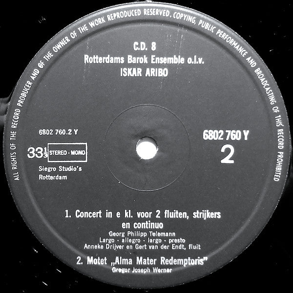 Het Rotterdams Barok Ensemble o.l.v. Iskar Aribo : B.E. (LP, Album)
