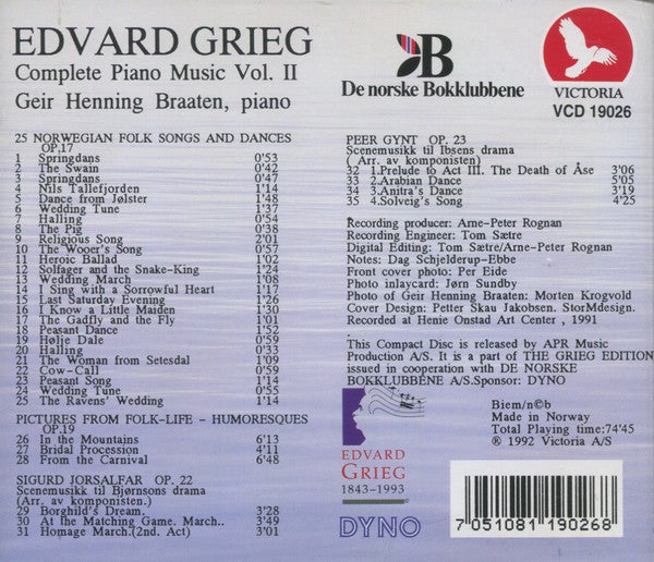 Edvard Grieg, Geir Henning Braaten : Complete Piano Music Vol. II (CD, Album)