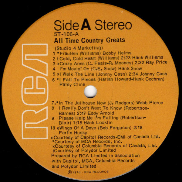 Various : All Time Country Greats (LP, Comp)