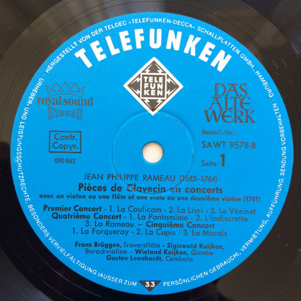 Gustav Leonhardt - Jean-Philippe Rameau : Pièces De Clavecin En Concerts (LP, Album, RE)