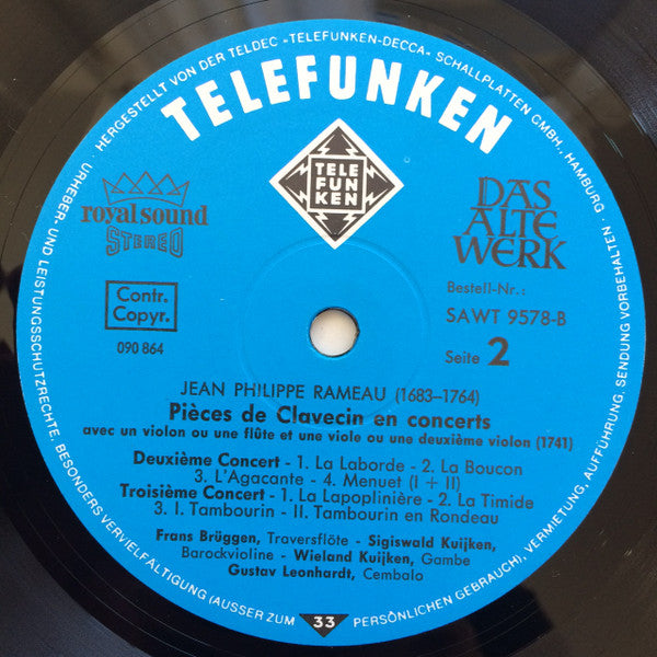 Gustav Leonhardt - Jean-Philippe Rameau : Pièces De Clavecin En Concerts (LP, Album, RE)