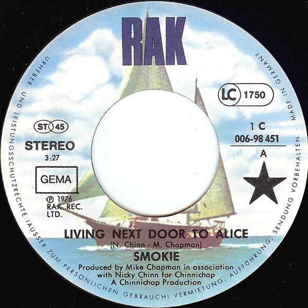 Smokie : Living Next Door To Alice (7", Single, TEL)