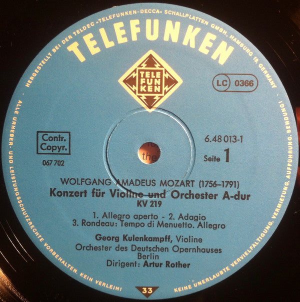 Georg Kulenkampff, Ludwig van Beethoven, Wolfgang Amadeus Mozart, Robert Schumann : Violinkonzerte (2xLP, Comp, Gat)