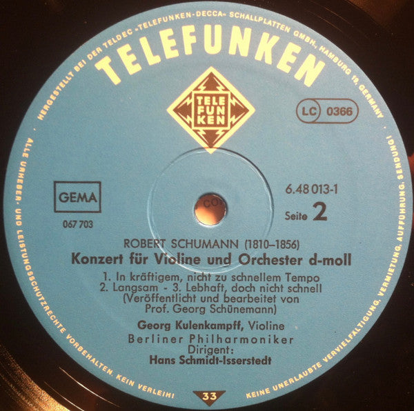 Georg Kulenkampff, Ludwig van Beethoven, Wolfgang Amadeus Mozart, Robert Schumann : Violinkonzerte (2xLP, Comp, Gat)