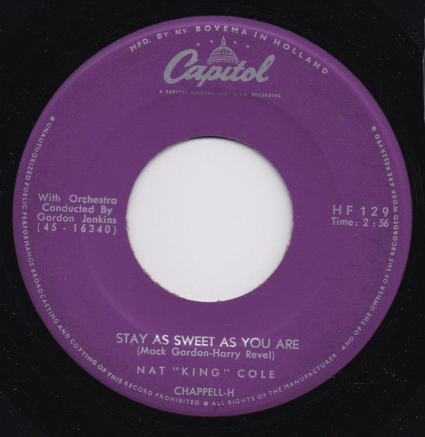 Nat King Cole : When I Fall In Love (7")