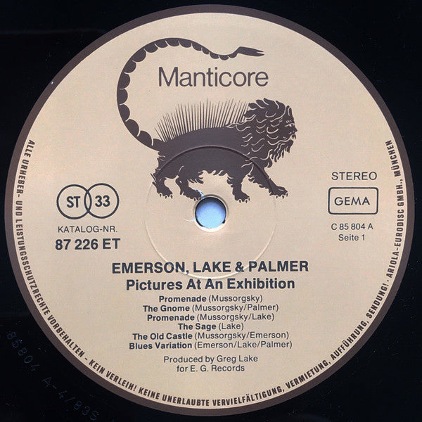 Emerson, Lake & Palmer : Pictures At An Exhibition (LP, Album, RE, Gat)