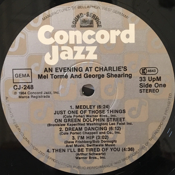 Mel Tormé • George Shearing : An Evening At Charlie's (LP, Album)