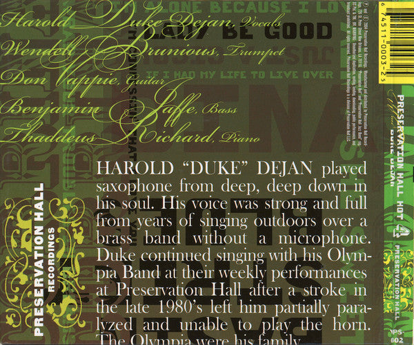 Preservation Hall Hot 4 With Harold DeJan : Preservation Hall Hot 4 With Duke Dejan (CD, Album)
