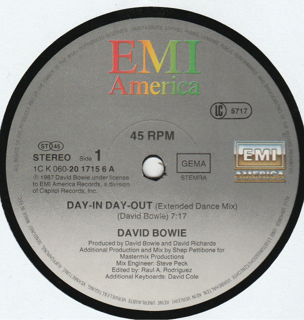 David Bowie : Day-In Day-Out (Extended Dance Mix) (12")