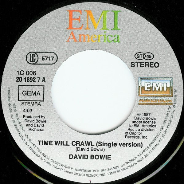 David Bowie : Time Will Crawl (7", Single)