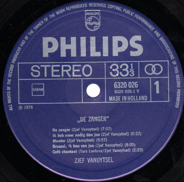 Zjef Vanuytsel : De Zanger (LP, Album)
