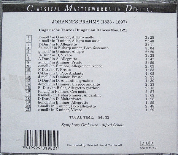 Johannes Brahms, London Festival Orchestra (2), Alfred Scholz : Ungarische Tänze =  Hungarian Dances Nos. 1 - 21 (CD, Album)