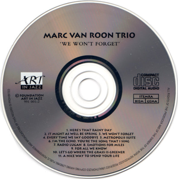 Marc van Roon Trio : We Won't Forget (CD, Album)
