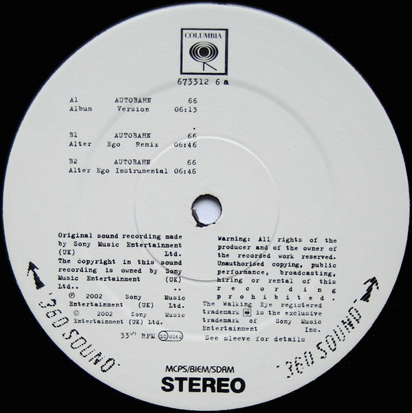 Primal Scream : Autobahn 66 (12", Single)