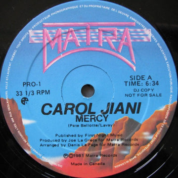 Carol Jiani : Mercy / The Woman In Me (12", Promo)