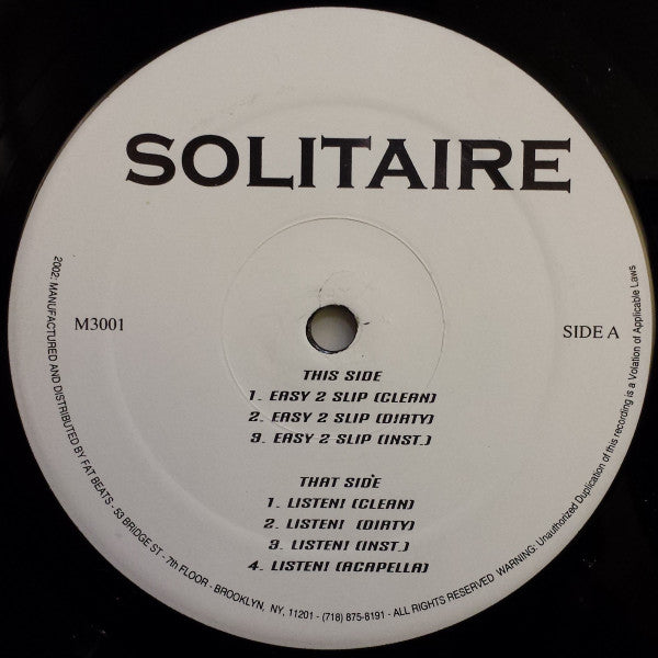 Solitair : Easy 2 Slip / Listen! (12")