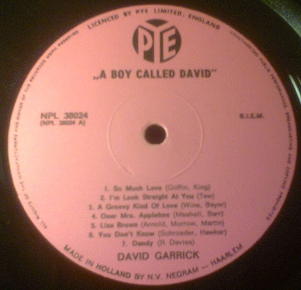 David Garrick : A Boy Called David (LP, Album, Mono)