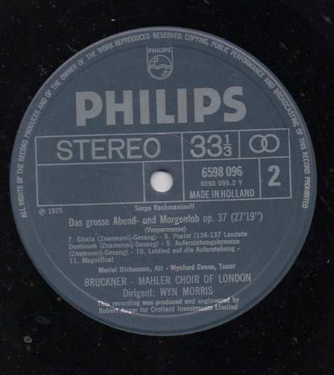 Sergei Vasilyevich Rachmaninoff, Alexandr Kastalsky, Wyn Morris, The Bruckner-Mahler Choir Of London : Das Grosse Abend- Und Morgenlob (Vespermesse)/ The Vigil/ Les Vepres Op. 37/ Vier Motetten/ Four Motets/ Quatre Motets (2xLP)