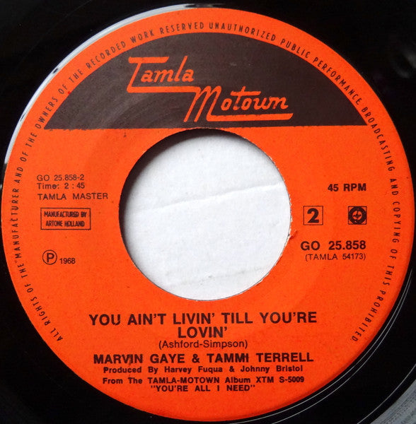 Marvin Gaye & Tammi Terrell : Keep On Lovin’ Me Honey / You Ain’t Livin’ Till You’re Lovin’ (7", Single, Mono, Jukebox)