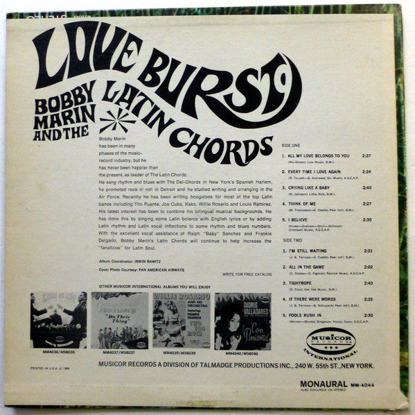 Bobby Marin And The Latin Chords : Love Burst (LP, Album, Mono)