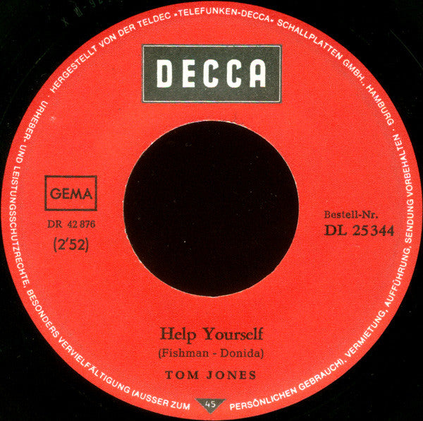 Tom Jones : Help Yourself (7", Single, Mono)