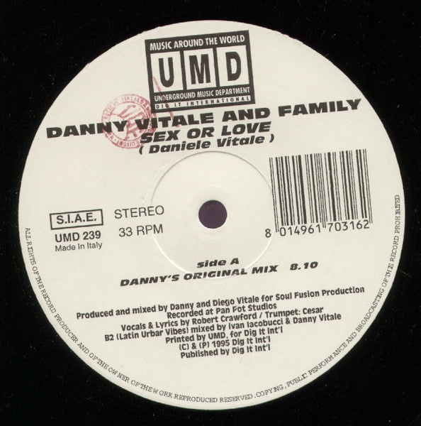 Danny Vitale And Family (9) : Sex Or Love (12")