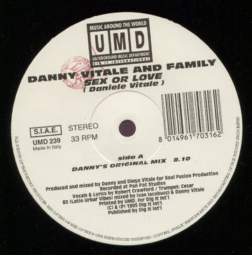 Danny Vitale And Family (9) : Sex Or Love (12")