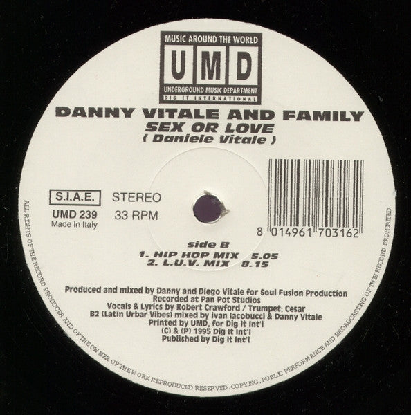 Danny Vitale And Family (9) : Sex Or Love (12")