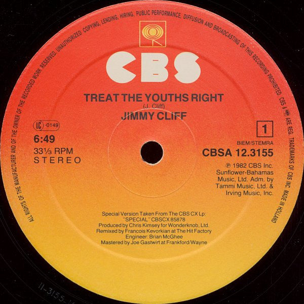 Jimmy Cliff : Treat The Youths Right (Special Mix) (12", Maxi)