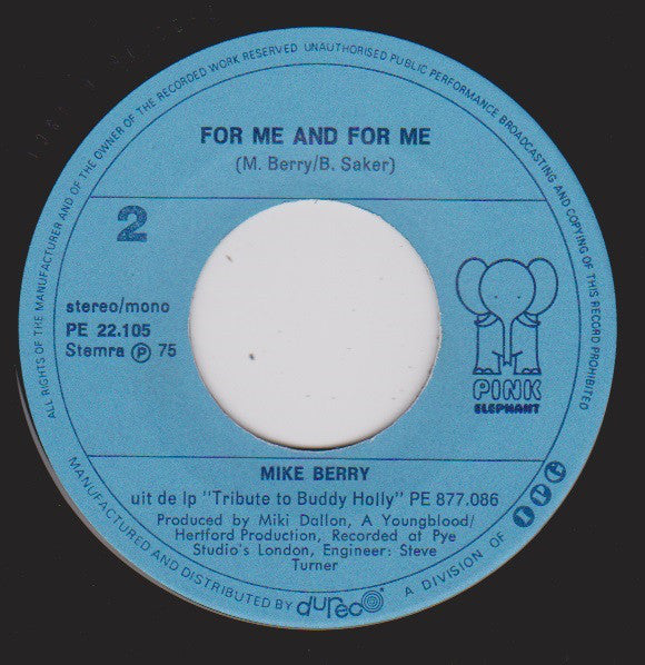 Mike Berry : Baby I Don't Care (7", Single)
