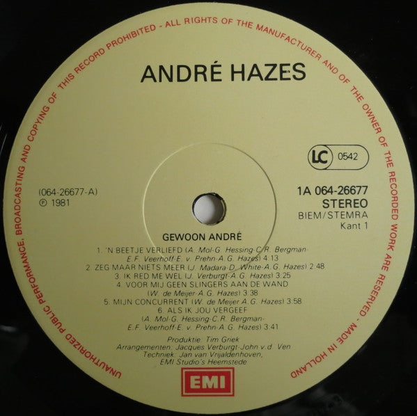 André Hazes : Gewoon André (LP, Album)