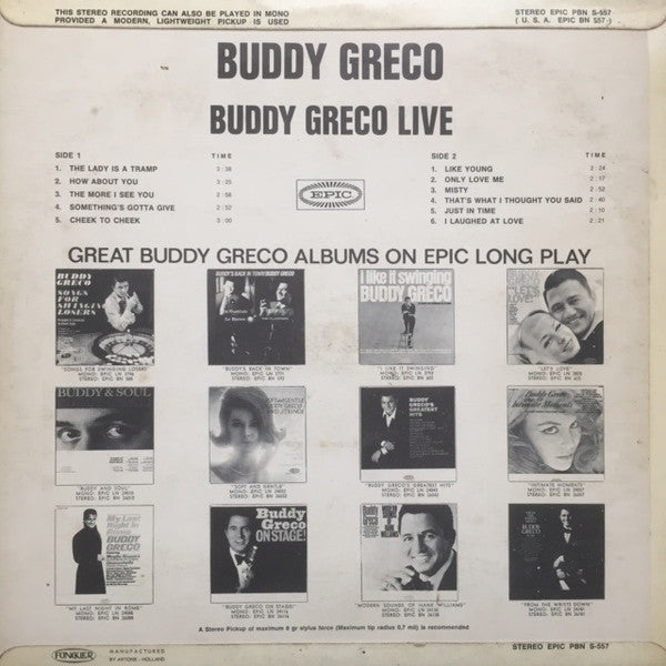 Buddy Greco : Buddy Greco Live (LP, Album)