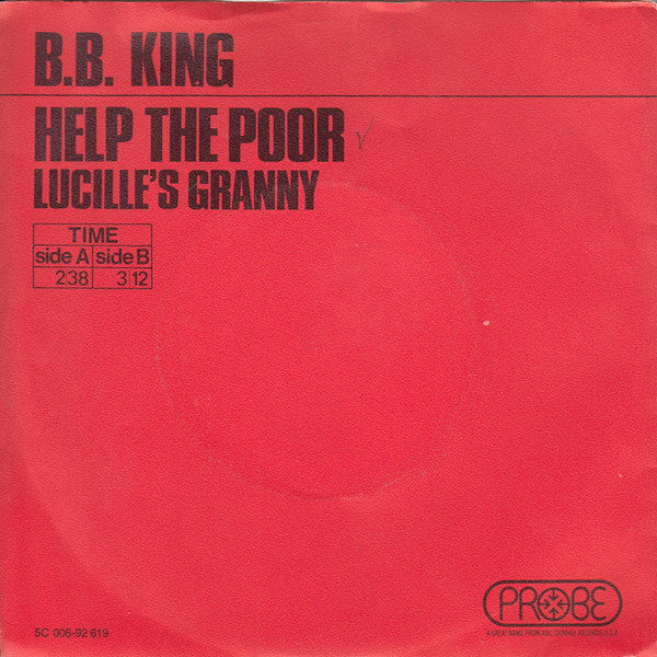 B.B. King : Help The Poor (7", Single, Red)