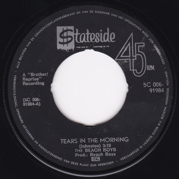The Beach Boys : Tears In The Morning (7", Single, Gre)