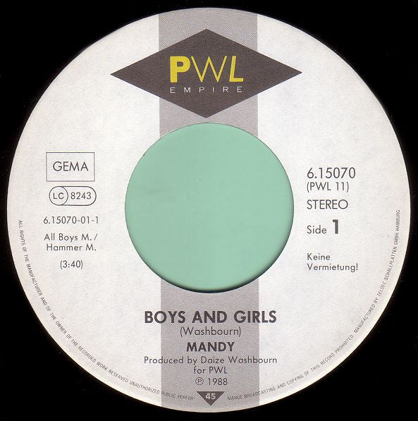Mandy* : Boys And Girls (7", Single)