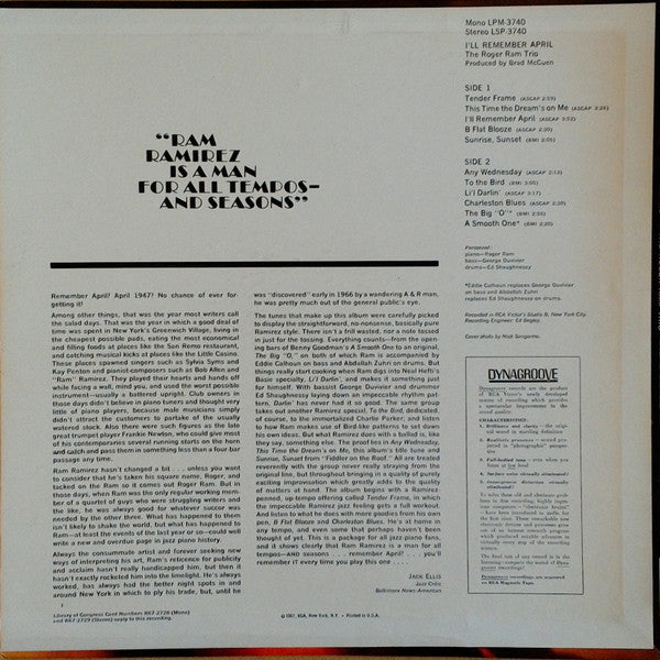 The Ram Ramirez Trio : I'll Remember April (LP)