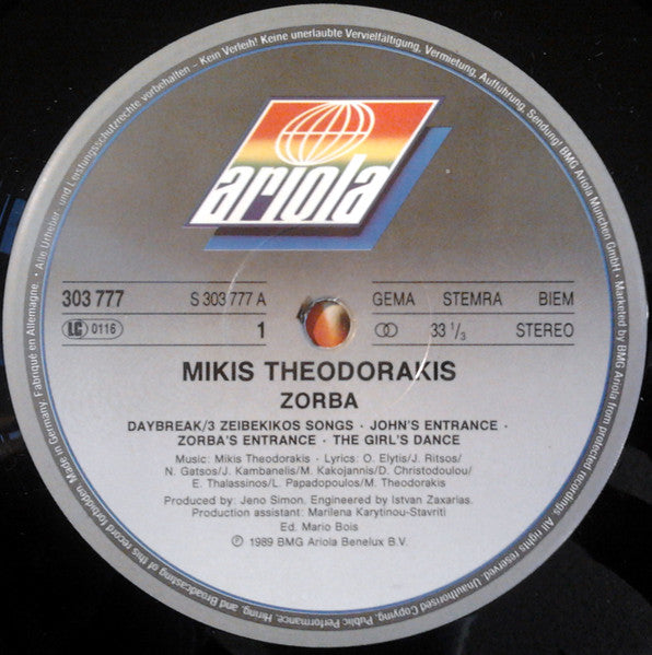 Mikis Theodorakis : Zorba - Ballet In 2 Acts (2xLP + CD)