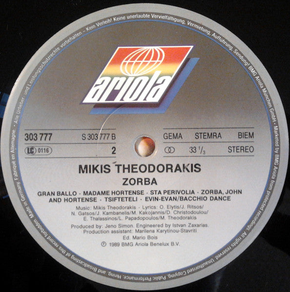 Mikis Theodorakis : Zorba - Ballet In 2 Acts (2xLP + CD)