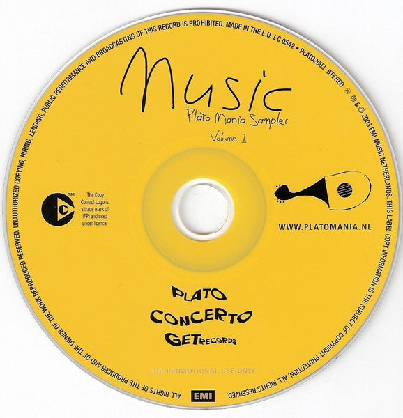 Various : Music Plato Mania Sampler Volume 1 (CD, Comp, Copy Prot., Promo, Smplr)